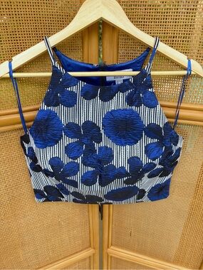 Badgley Mischka Liliana Cropped Top Vacation Resortwear Evening Formal Floral